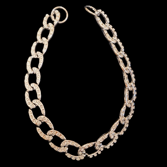 Silver & Rhinestone Chunky Bag Chain Strap with Silver Rings - Picture 1 of 1